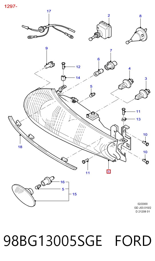 Reflektor prawy Ford Mondeo II sedana (BFP) (1996 - 2000) cena, od 74,91 USD