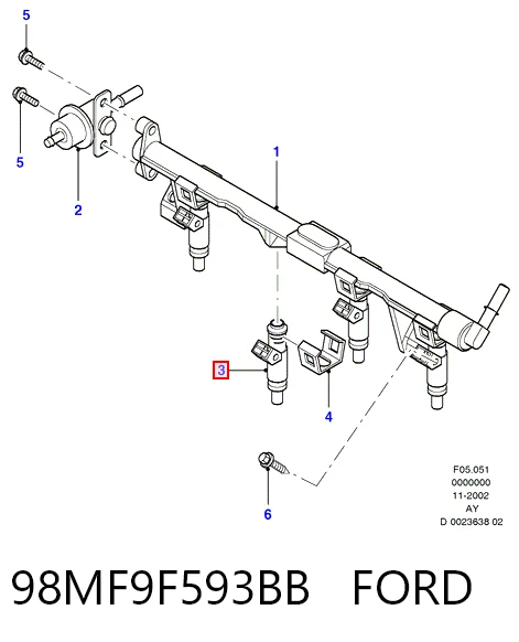 98MF9F593BB Ford Wtryskiwacz paliwa