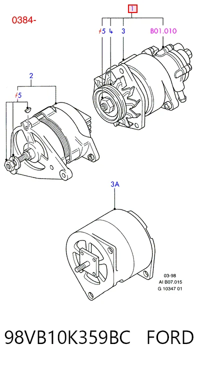 98VB10K359BC Ford Alternator