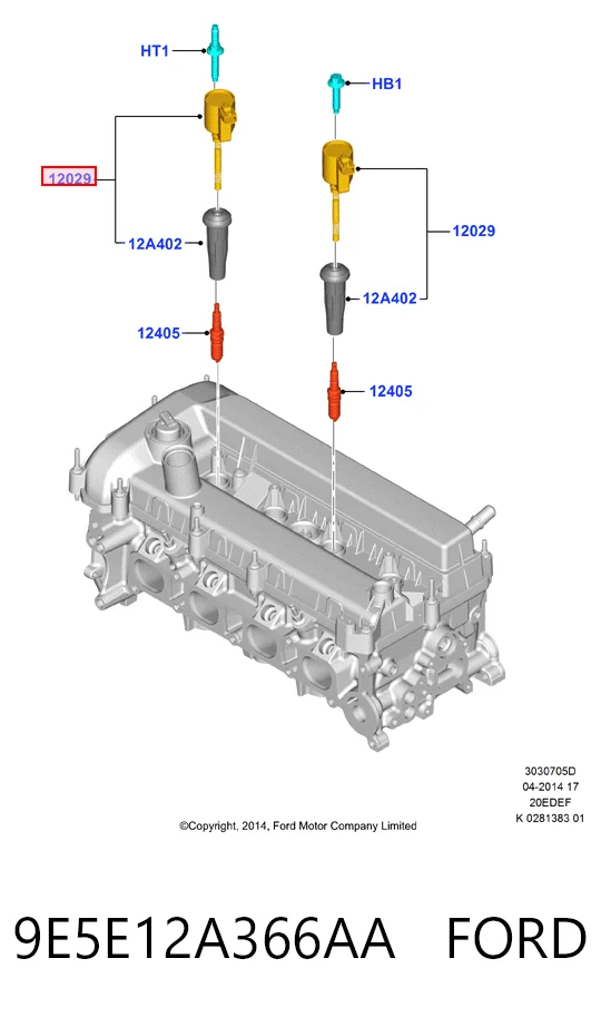 9E5E12A366AA Ford Cewka zapłonowa