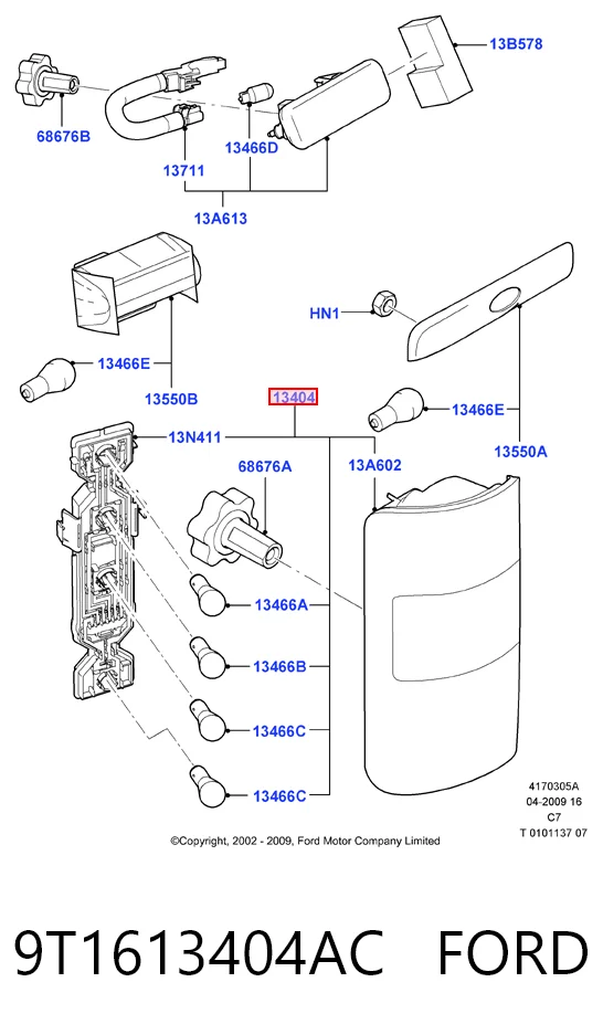 Do koszyka Lampa zespolona tylna prawa Ford Connect  TC7