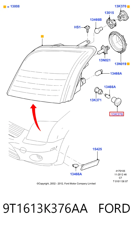 Powtarzacz kierunkowskazu na błotniku do Ford Connect  TC7