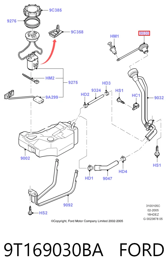 9T169030BA Ford Korek wlewu paliwa