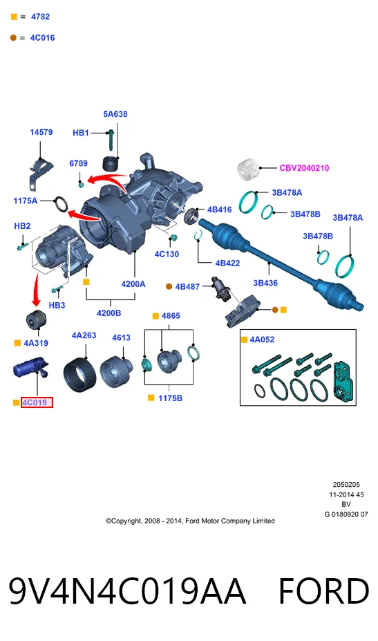 9V4N4C019AA Ford Pompa sprzęgła Haldex