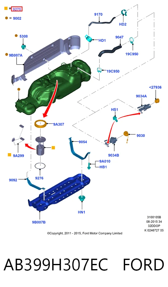 AB399H307EC Ford Moduł pompy paliwowej z czujnikiem poziomu paliwa