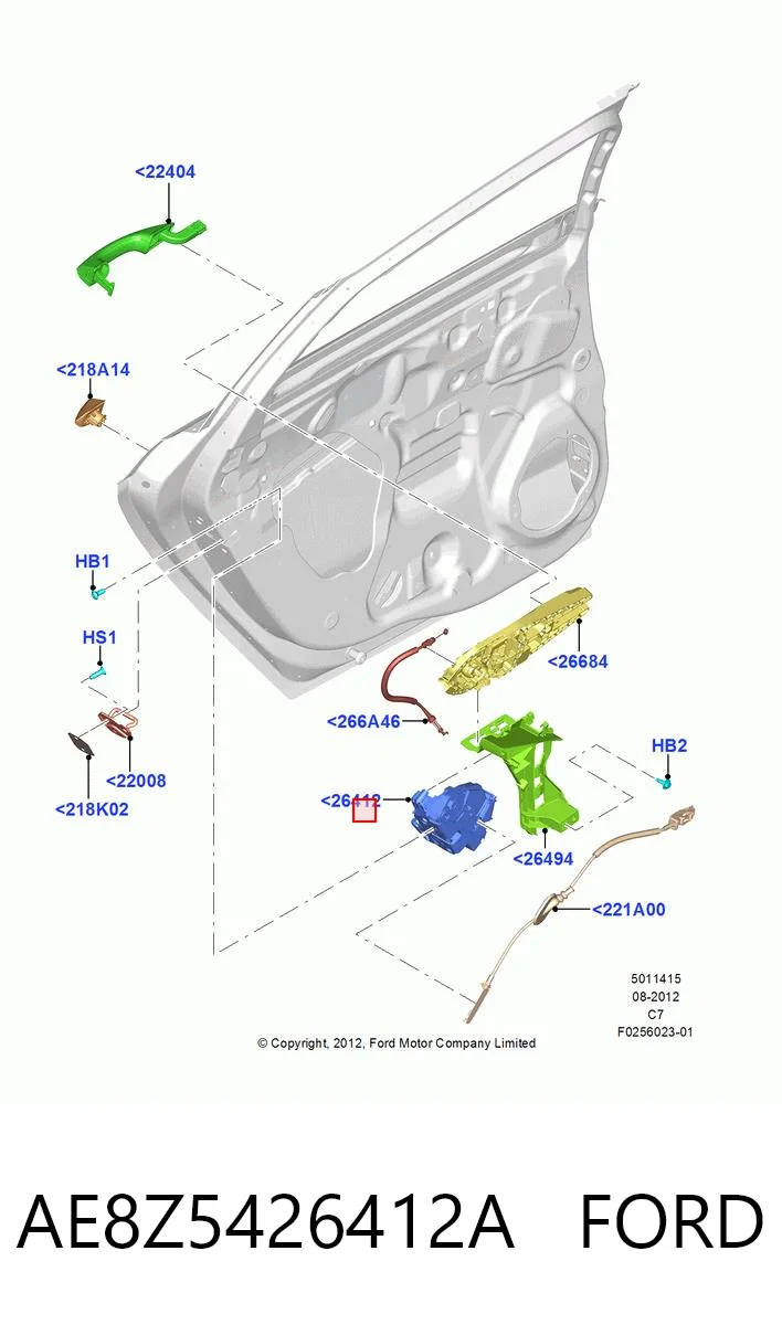 AE8Z5426412A Ford Zamek drzwi tylnych prawych