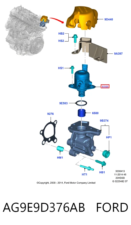 AG9E9D376AB Ford Pompa wtryskowa wysokiego ciśnienia