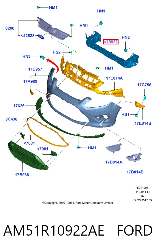 Wzmocnienie zderzaka przedniego do Ford Focus III CB8