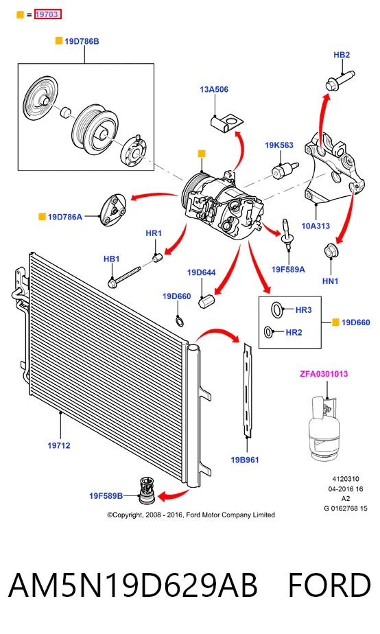 AM5N19D629AB Ford Sprężarka klimatyzacji