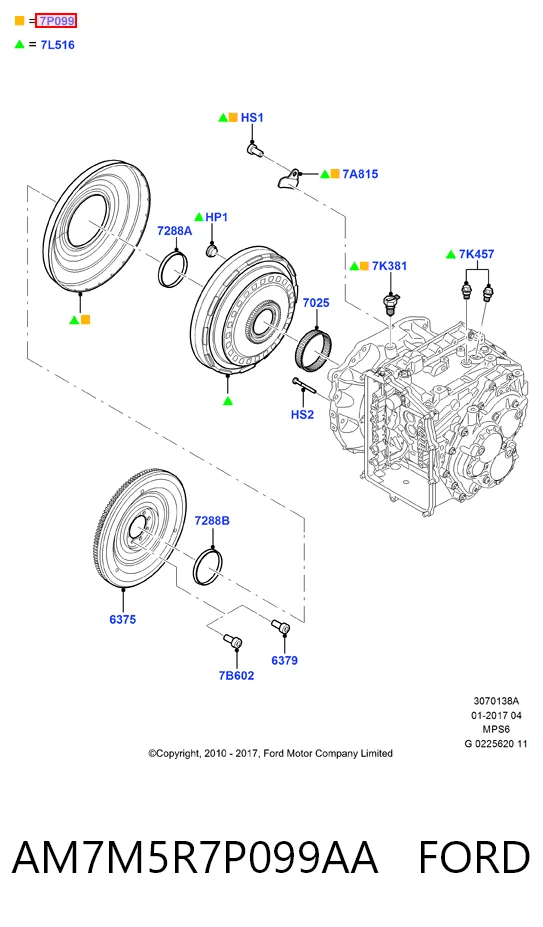 AM7M5R7P099AA Ford Pokrywa sprzęgła hydrokinetycznego