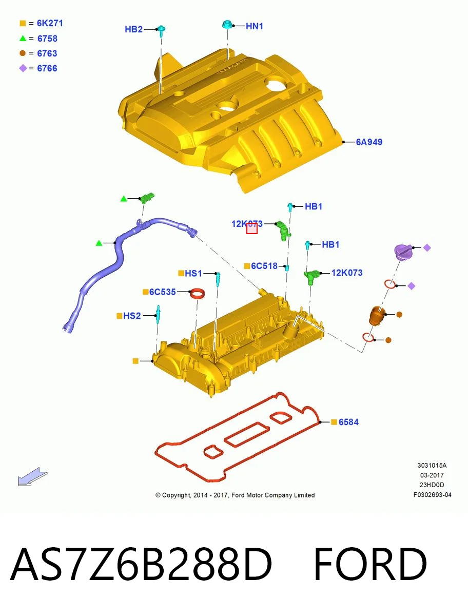 AS7Z6B288D Ford Czujnik położenia wałka rozrządu