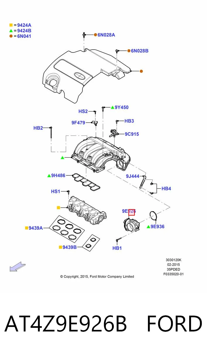 AT4Z9E926B Ford Przepustnica, komplet
