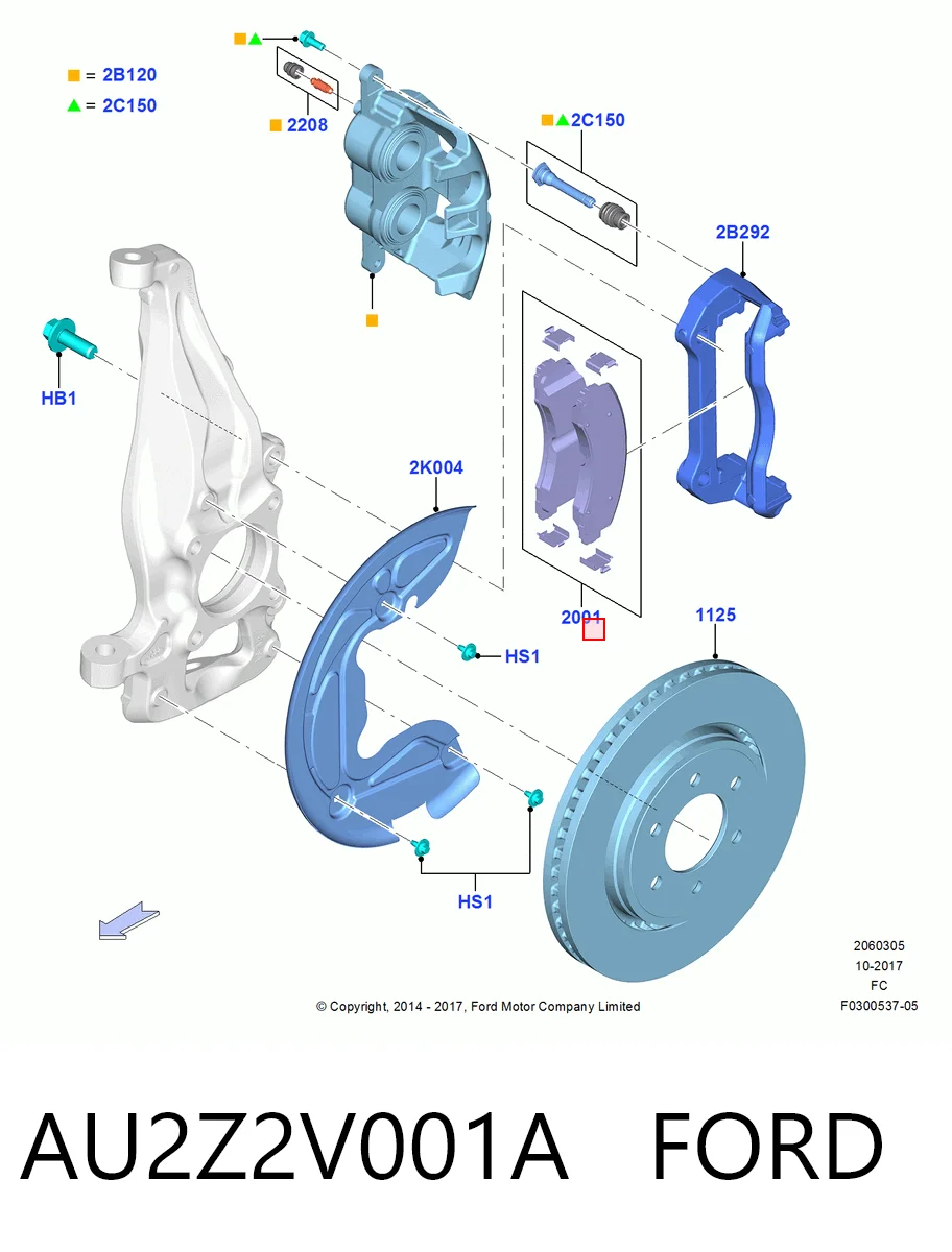 AU2Z2V001A Ford Klocki hamulcowe przednie tarczowe