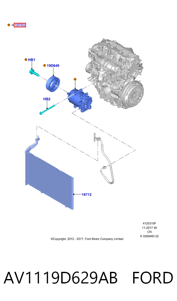 AV1119D629AB Ford Sprężarka klimatyzacji