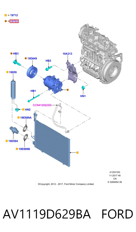 AV1119D629BA Ford Sprężarka klimatyzacji