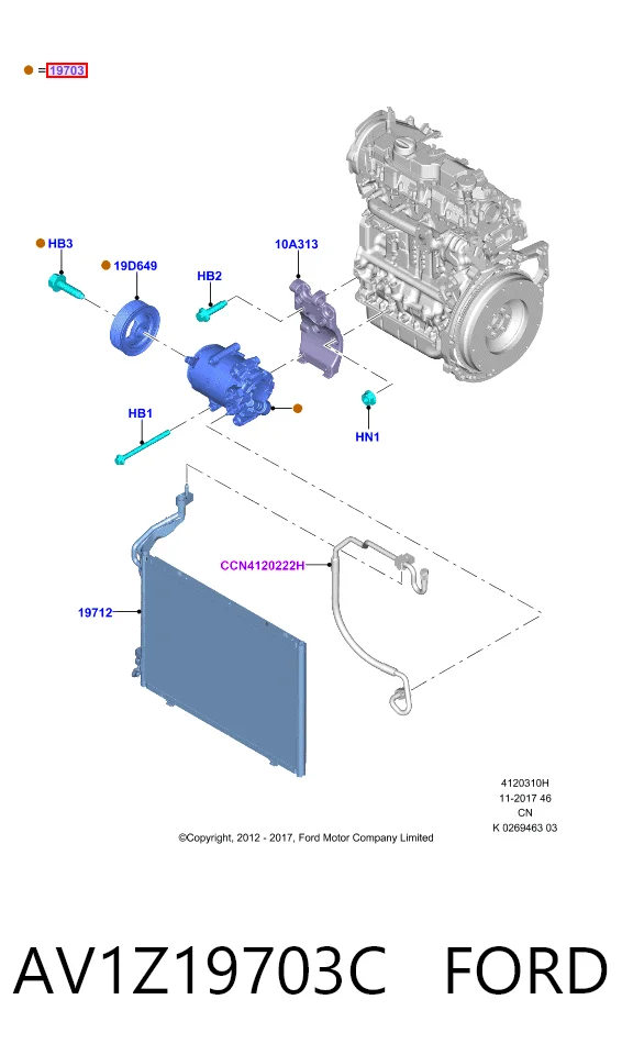 AV1Z19703C Ford Sprężarka klimatyzacji