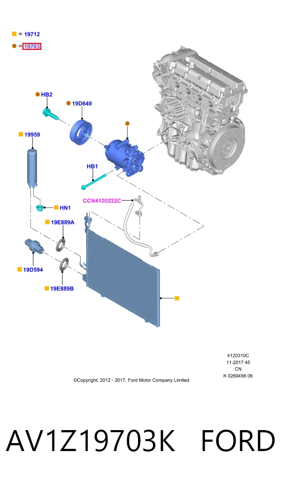 AV1Z19703K Ford Sprężarka klimatyzacji