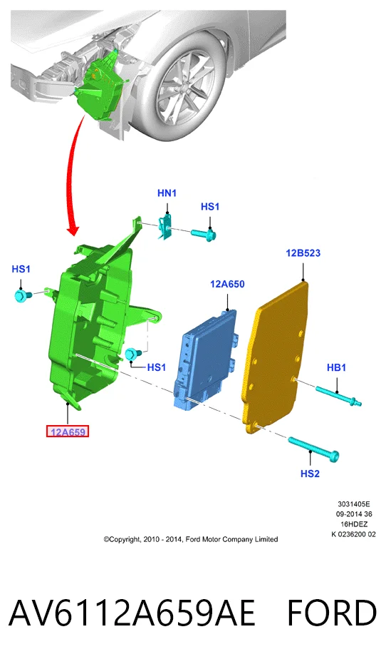 AV6112A659AE Ford Obudowa skrzynki bezpieczników