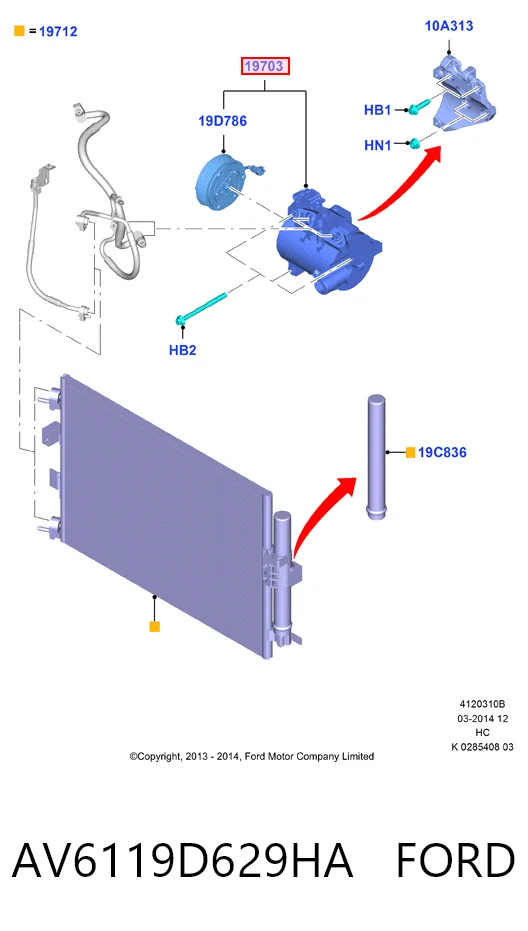 AV6119D629HA Ford Sprężarka klimatyzacji