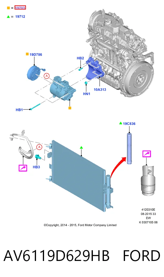 AV6119D629HB Ford Sprężarka klimatyzacji