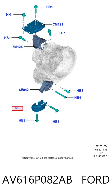 AV616P082AB Ford Poduszka (podpora) silnika tylna