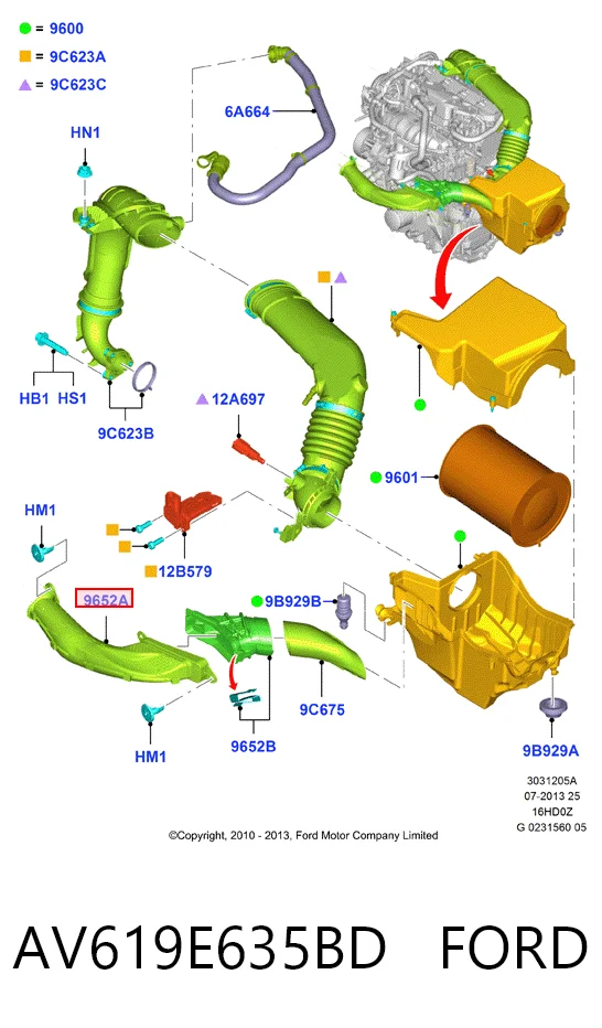  Wlot powietrza do filtra powietrza Ford Focus 2
