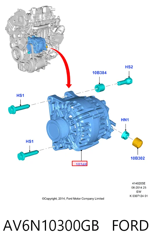 AV6N10300GB Ford Alternator