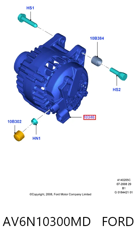 AV6N10300MD Ford Alternator