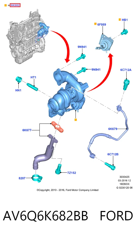 AV6Q6K682BB Ford Turbina