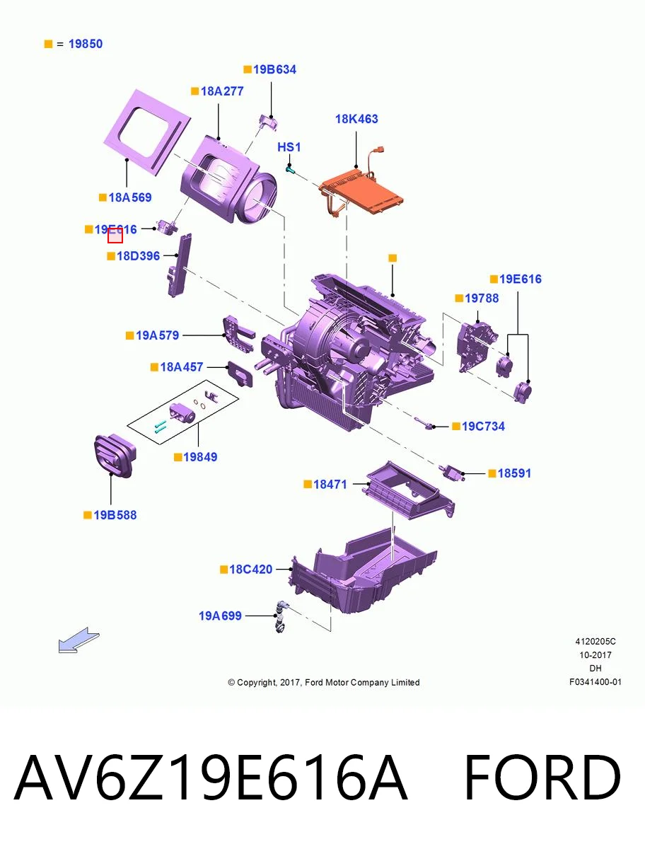 AV6Z19E616A Ford Silniczek klapy nagrzewnicy