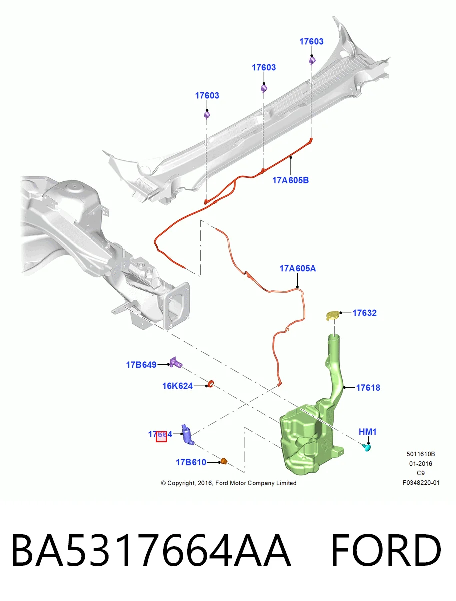 BA5317664AA Ford Pompka spryskiwacza szyby przedniej
