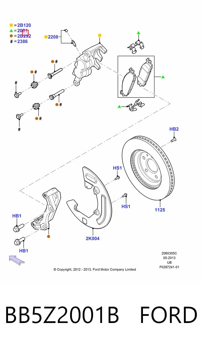 BB5Z2001B Ford Klocki hamulcowe przednie tarczowe