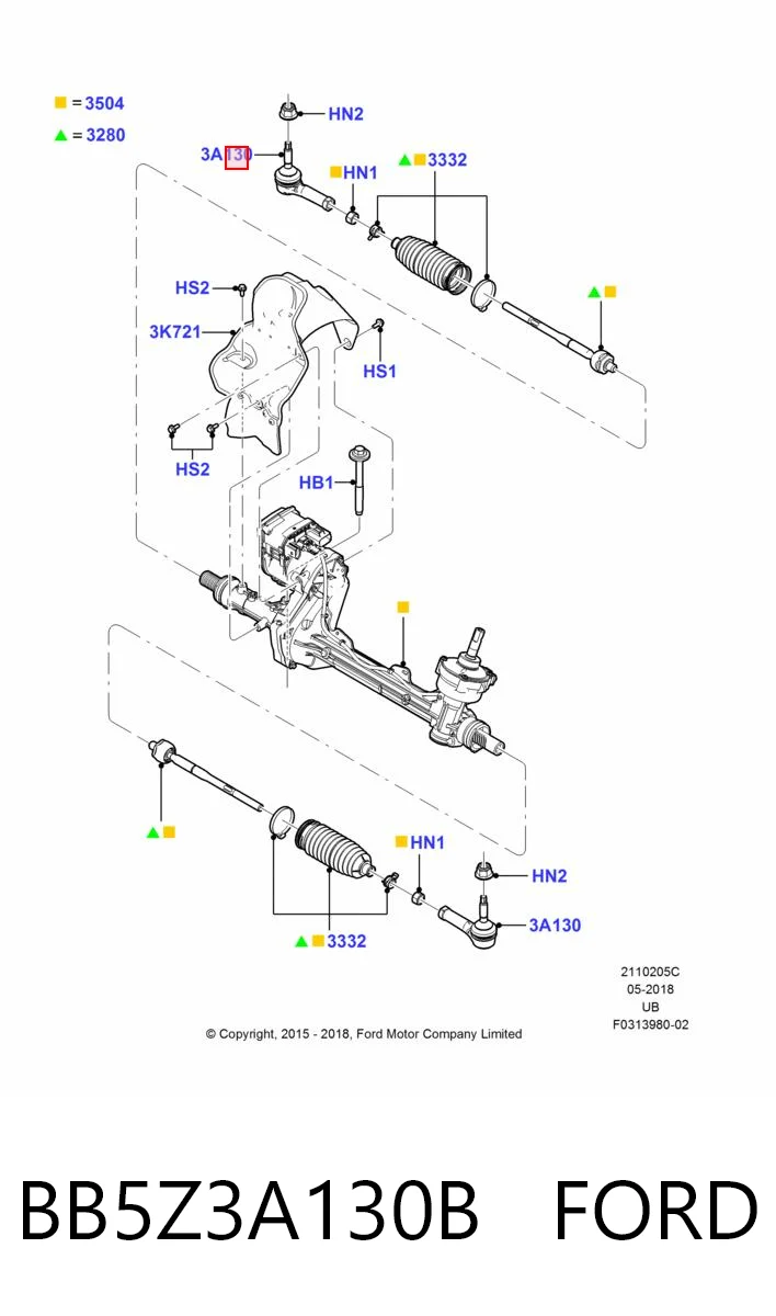 BB5Z3A130B Ford Końcówka drążka kierowniczego zewnętrzna