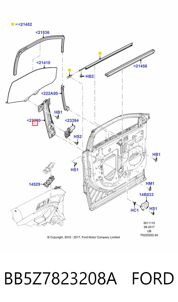 Mechanizm podnoszenia szyby drzwi przednich prawych do Ford Explorer  U5