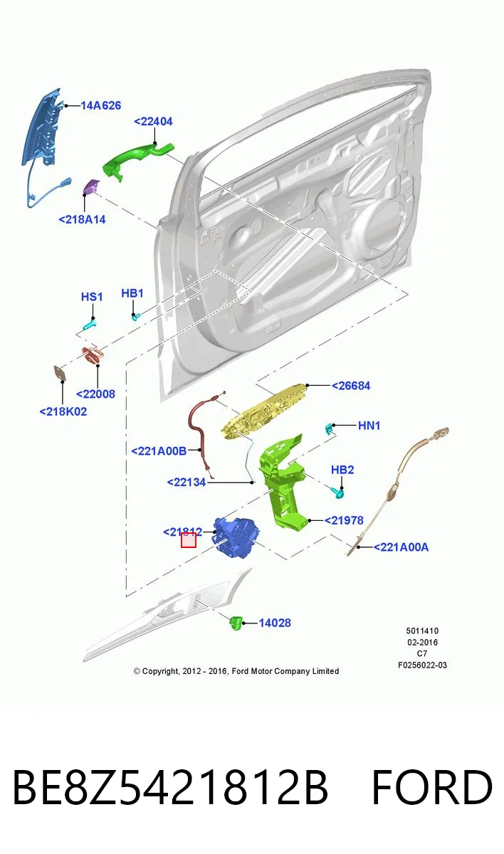 BE8Z5421812B Ford Zamek drzwi przednich prawych