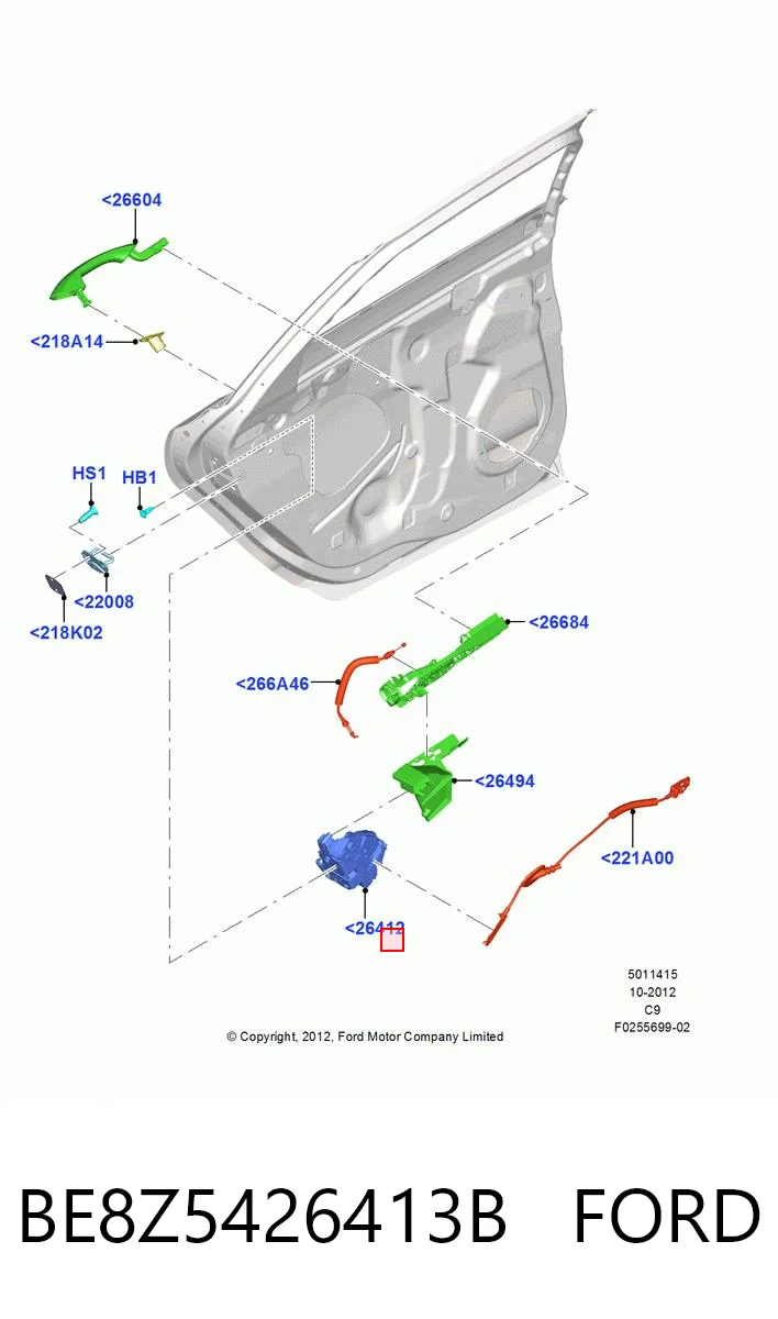 BE8Z5426413B Ford Zamek drzwi tylnych lewych