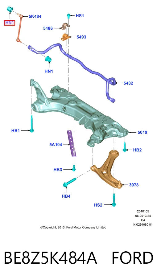 BE8Z5K484A Ford Łącznik stabilizatora przedniego
