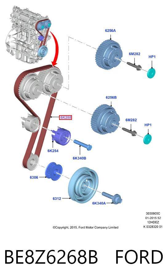 BE8Z6268B Ford Pasek rozrządu
