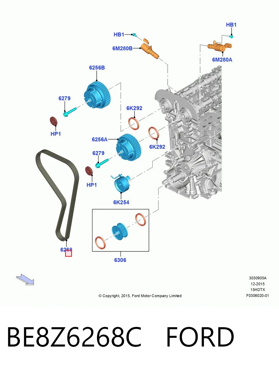 BE8Z6268C Ford Pasek rozrządu