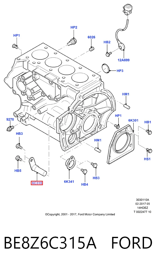 BE8Z6C315A Ford Czujnik położenia wału korbowego