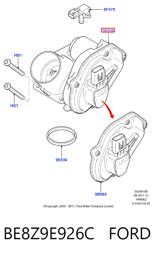 BE8Z9E926C Ford Przepustnica, komplet
