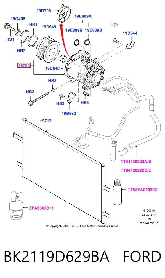 BK2119D629BA Ford Sprężarka klimatyzacji