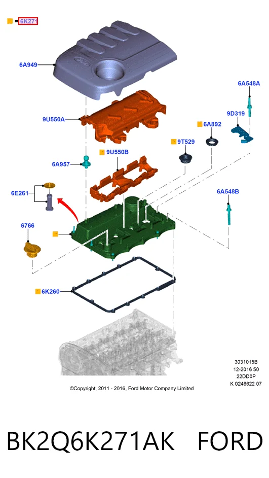 BK2Q6K271AK Ford Pokrywa zaworowa