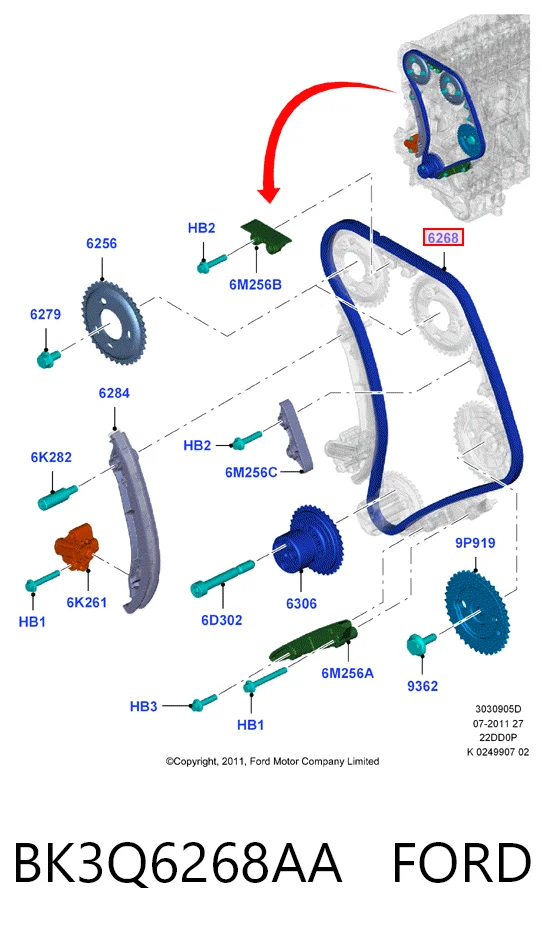  Łańcuch rozrządu Ford Transit 7