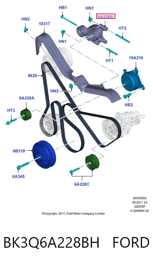BK3Q6A228BH Ford Napinacz paska napędowego