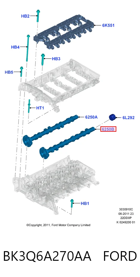BK3Q6A270AA Ford Wał rozrządu silnika ssący, dolotowy