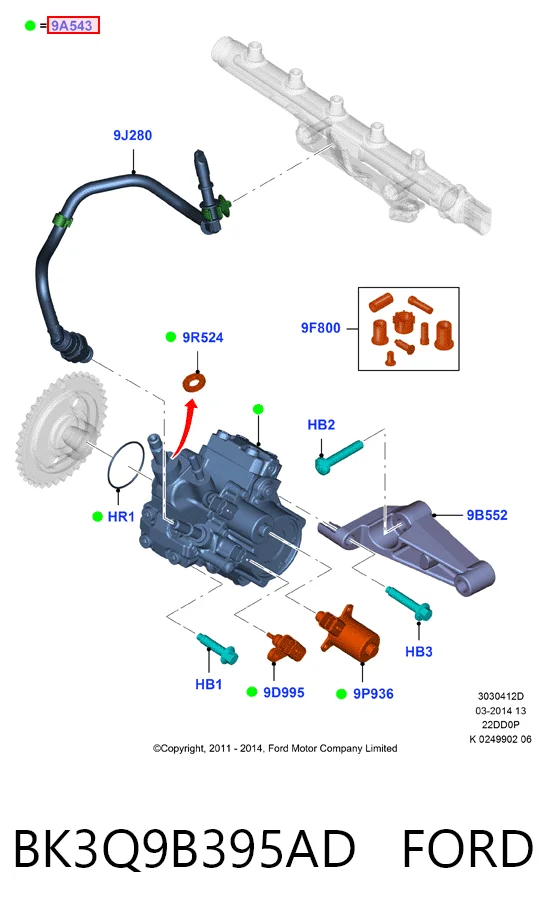 BK3Q9B395AD Ford Pompa wtryskowa wysokiego ciśnienia
