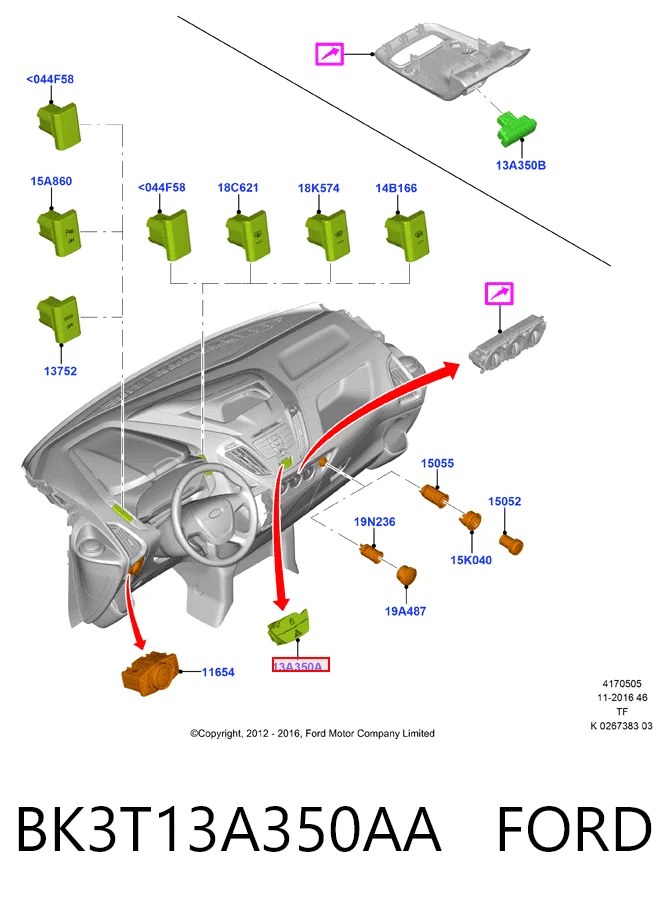Do koszyka Przycisk włączania światła awaryjnego Ford Transit VII V363