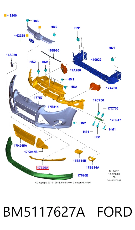 BM5117627A Ford Listwa ochronna zderzaka przedniego lewa