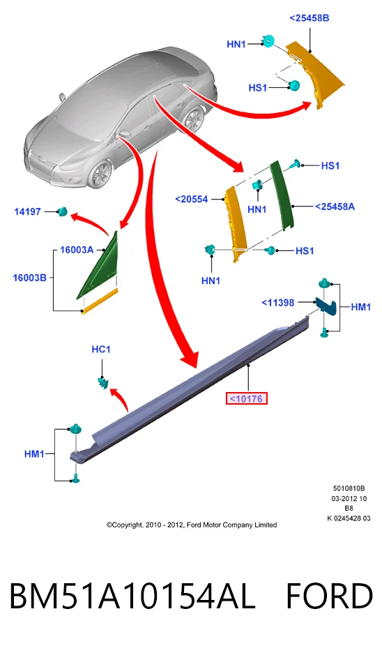 BM51A10154AL Ford Nakładka (listwa ochronna) na próg zewnętrzna prawa
